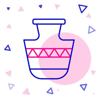 Beyaz arkaplanda izole edilmiş Antik amfora çizgisi simgesi. Renkli taslak konsepti. Vektör