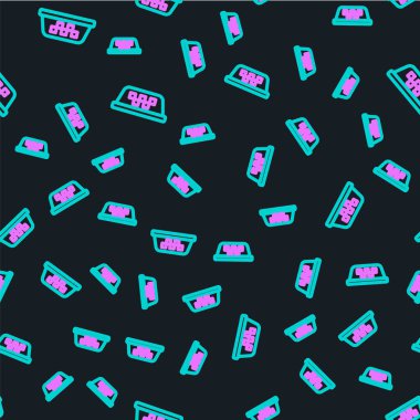 Line Taxi araba çatı simgesi siyah arka planda izole edilmiş. Vektör