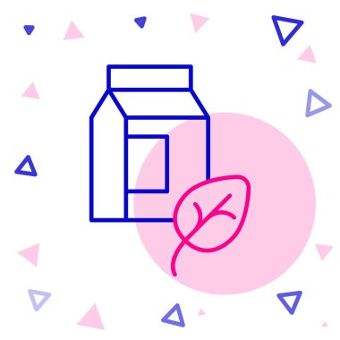 Beyaz arka planda izole edilmiş çizgi vegan süt ikonu. Vejetaryen ürünü. Renkli taslak konsepti. Vektör