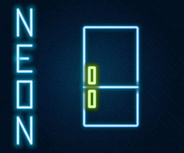 Glödande neon line Kylskåp ikon isolerad på svart bakgrund. Kylskåp med frys. Hushållsteknik och hushållsapparater. Färgstarkt skisskoncept. Vektor — Stock vektor