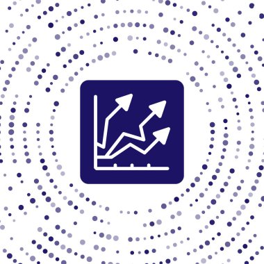 Mavi Finansal büyüme ikonu beyaz arka planda izole edildi. Gelirleri arttırıyorum. Soyut çember rastgele noktalar. Vektör