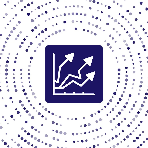 Mavi Finansal büyüme ikonu beyaz arka planda izole edildi. Gelirleri arttırıyorum. Soyut çember rastgele noktalar. Vektör