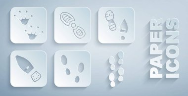 İnsan ayak izi ayakkabılarını ve kurbağa pençesi ikonunu ayarla. Vektör