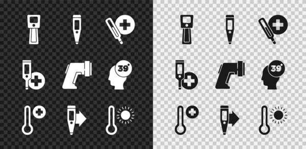 Set Digital thermometer, Medical, Meteorology, and icon. Vector — Stock Vector