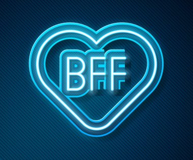 Parlayan neon hattı BFF ya da en iyi arkadaşlar mavi arka planda sonsuza dek izole edilmiş ikon. Vektör