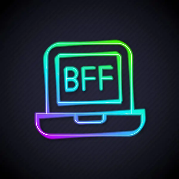 Linha de néon brilhante BFF ou melhores amigos para sempre ícone isolado no fundo preto. Vetor — Vetor de Stock