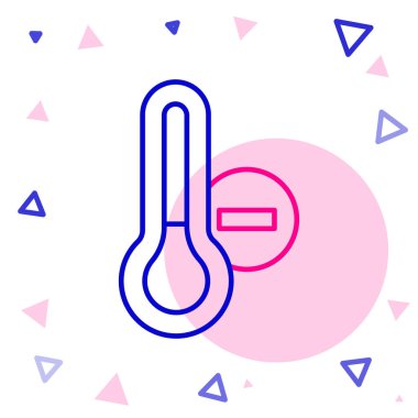 Meteoroloji çizgisi termometresi beyaz arkaplanda izole edilmiş ikonu ölçüyor. Termometre termometresi sıcak ya da soğuk hava gösteriyor. Renkli taslak konsepti. Vektör