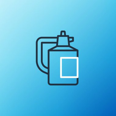 Su için Line Garden spreyi, gübre, mavi arka planda izole edilmiş kimyasal ikon. Renkli taslak konsepti. Vektör