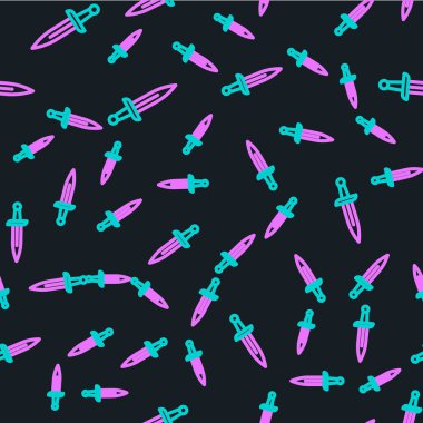 Hançer çizgisi simgesi siyah arkaplanda izole edilmiş. Bıçak ikonu. Keskin bıçaklı kılıç. Vektör