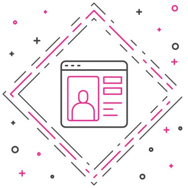 Satır Bulma uygulaması çevrimiçi dizüstü bilgisayar konsepti simgesi beyaz arkaplanda izole edildi. Kadın erkek profili düz tasarım. Çift ilişki için eşleşiyor. Renkli taslak konsepti. Vektör