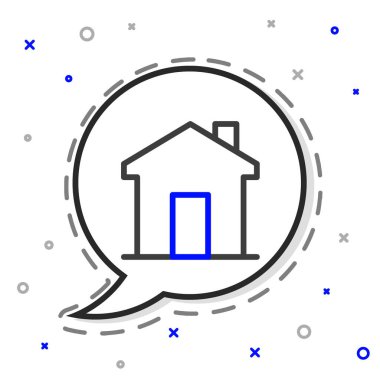 Hat Evi simgesi beyaz arkaplanda izole edildi. Emlakçı ya da köy elit sınıfı. Renkli taslak konsepti. Vektör