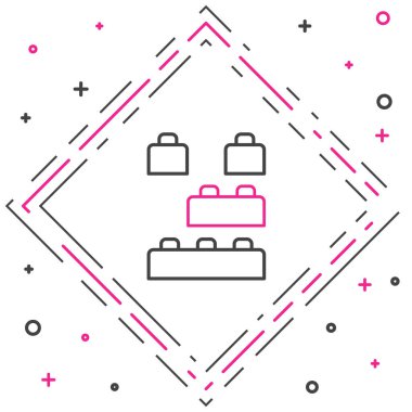 Beyaz arka planda izole edilmiş çocuk simgesi için çizgi oyuncağı blok tuğlaları. Renkli taslak konsepti. Vektör