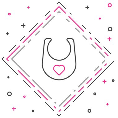 Çizgi Bebek önlüğü simgesi beyaz arkaplanda izole edildi. Renkli taslak konsepti. Vektör