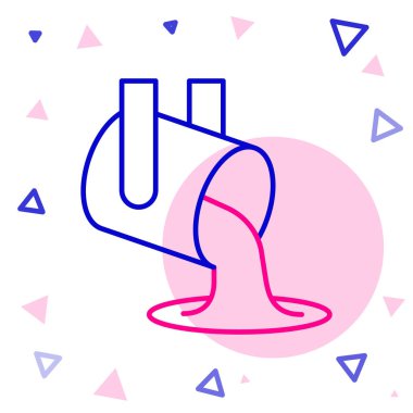 Erimiş altın beyaz zemin üzerine izole edilmiş ikon dökülüyor. Kepçeden erimiş metal döküldü. Renkli taslak konsepti. Vektör