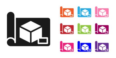 Mühendislik simgesi için siyah çizelge kağıdı beyaz arkaplanda izole edildi. Simgeleri renklendirin. Vektör.