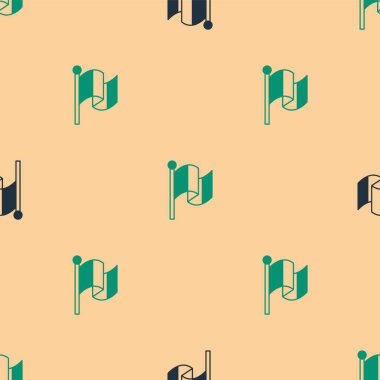 Yeşil ve siyah bayrak Fransa ikonu bej arka planda izole edilmiş pürüzsüz desen. Vektör