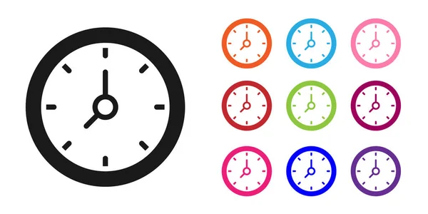 Черные Часы Значок Изолирован Белом Фоне Символ Времени Набор Иконок — стоковый вектор
