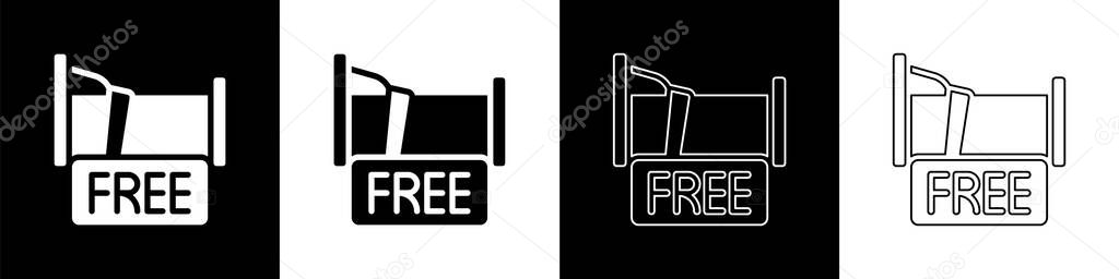 Set Free overnight stay house icon isolated on black and white background.  Vector.