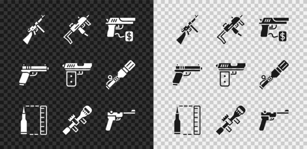 Set Tommy Pistole Mp9I Maschinenpistole Kauf Pistole Kugel Sniper Optisches — Stockvektor