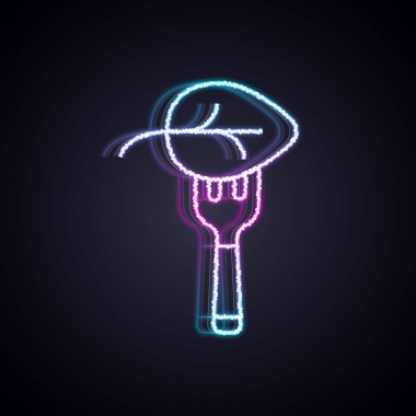 Parlayan neon hattı Vegan yemek diyet ikonu Parlayan neon çizgi arkaplanı izole etti. Organik, biyolojik, ekolojik sembol. Vejetaryen, et yok, laktozsuz, sağlıklı, taze ve şiddet içermeyen yiyecekler. Vektör.