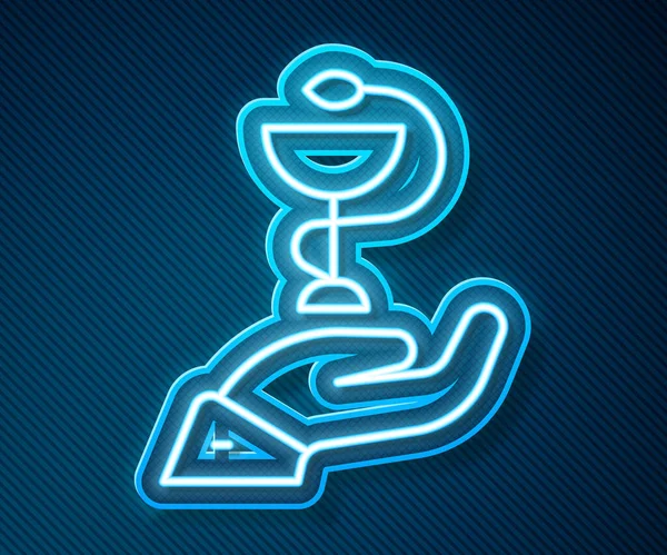 Ligne Lumineuse Néon Caduceus Serpent Icône Symbole Médical Isolé Sur — Image vectorielle