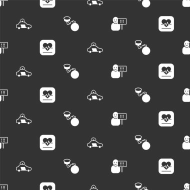 Protestoyu, kalp atışını, polis arabasını, teşhirciyi ve Ball 'u sorunsuz bir şekilde zincirleyin. Vektör