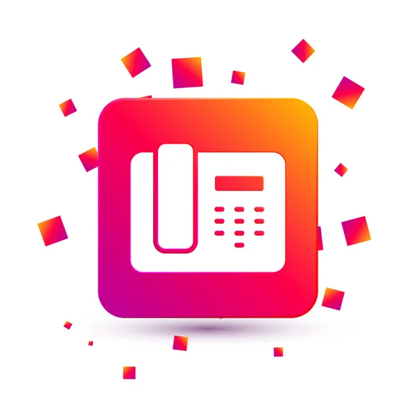 Beyaz Telefon, beyaz arkaplanda 24 saat boyunca izole edilmiş destek ikonu. Tüm gün müşteri destek merkezi. Tam zamanlı çağrı servisi. Kare renk düğmesi. Vektör — Stok Vektör
