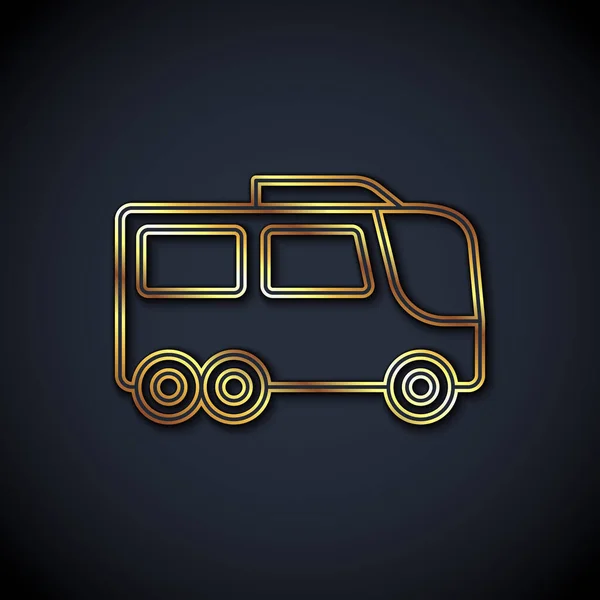 Linea Oro Icona Bus Isolata Sfondo Nero Concetto Trasporto Trasporti — Vettoriale Stock