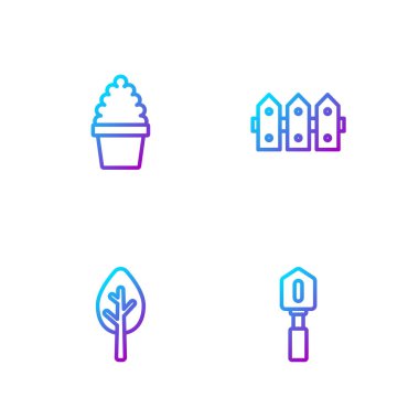 Kürek, Orman, Kaktüs peyote ve bahçe çitleri. Renk simgeleri. Vektör.