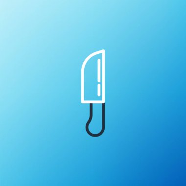 Satır Bıçağı simgesi mavi arkaplanda izole edildi. Çatal bıçak sembolü. Renkli taslak konsepti. Vektör