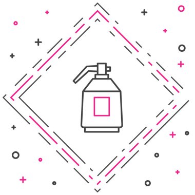 Beyaz arka planda izole edilmiş çizgi boyası sprey tabancası ikonu. Renkli taslak konsepti. Vektör