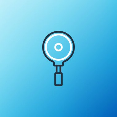 Kuyruk Kızartma simgesi mavi arkaplanda izole edildi. Kızartma veya kızartma gıda sembolü. Renkli taslak konsepti. Vektör