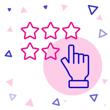 Beşinci Satır: Müşteri Ürün Değerlendirme simgesi beyaz arkaplanda izole edildi. Favori, en iyi derecelendirme, ödül sembolü. Renkli taslak konsepti. Vektör