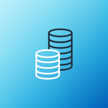 Hat Altın Çubukları simgesi mavi arkaplanda izole edildi. Bankacılık işi konsepti. Renkli taslak konsepti. Vektör