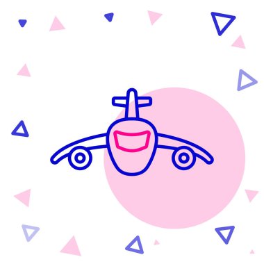 Çizgi düzlemi simgesi beyaz arkaplanda izole edildi. Uçan uçak ikonu. Uçak tabelası. Renkli taslak konsepti. Vektör