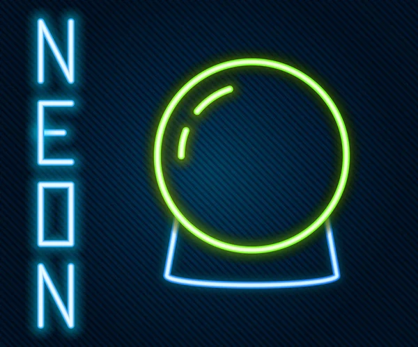 Zářící neonová čára Kouzelná koule ikona izolované na černém pozadí. Křišťálová koule. Barevný koncept. Vektor — Stockový vektor