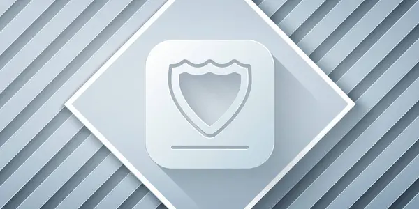 Icono de escudo de corte de papel aislado sobre fondo gris. Señal de guardia. Seguridad, seguridad, protección, concepto de privacidad. Estilo de arte de papel. Vector — Vector de stock