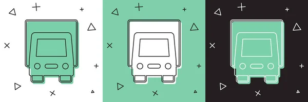 Set Dodávka nákladní vůz ikona izolované na bílém a zeleném, černé pozadí. Vektor — Stockový vektor