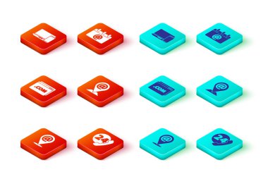 Konum, e-posta ve e-posta, Telefon 24 saat desteği, Web sitesi şablonu, E- posta ve Monitör simgesine sahip takvimi ayarla. Vektör