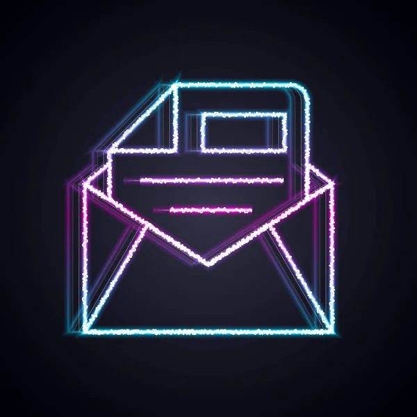 Ragyogó neon vonal Mail és e-mail ikon elszigetelt fekete alapon. Boríték szimbólum e-mail. E-mail üzenet jel. Vektor — Stock Vector