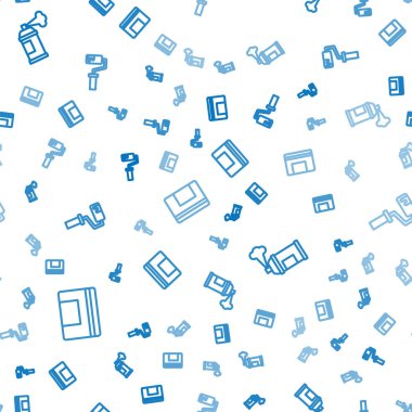 Çizgili Spiral defter, boya spreyi ve paten fırçasını pürüzsüz desen üzerinde ayarla. Vektör.