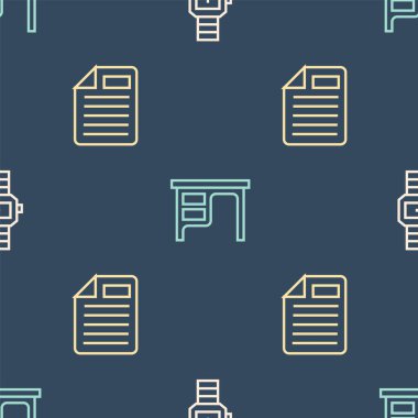 Satır Bilek İzleme Dosyası ve Ofis masasını pürüzsüz desen üzerine ayarla. Vektör.