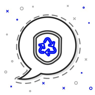 Beyaz arkaplanda izole edilmiş çizgi geri dönüşüm simgesi. Çevre koruma işareti. Renkli taslak konsepti. Vektör İllüstrasyonu