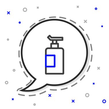 Beyaz arkaplanda çizgi kremi ya da losyon kozmetik tüp simgesi izole edilmiş. Kadınlar için vücut bakım ürünleri. Renkli taslak konsepti. Vektör