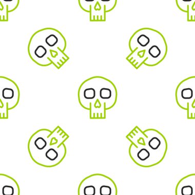 Çizgi Kurukafa simgesi beyaz arka planda izole edilmiş kusursuz desen. Vektör