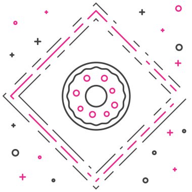 Beyaz arka planda izole edilmiş tatlı jöleli donut. Renkli taslak konsepti. Vektör