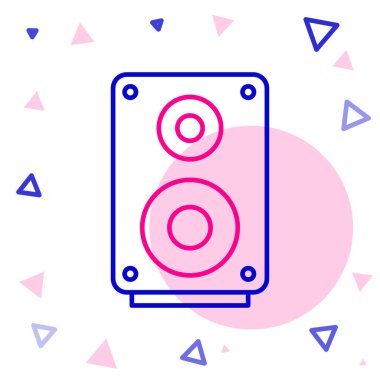 Hat Stereo hoparlörü simgesi beyaz arkaplanda izole edildi. Ses sistemi hoparlörleri. Müzik ikonu. Müzikal sütun hoparlörü. Renkli taslak konsepti. Vektör