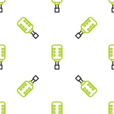 Hat Mikrofon simgesi beyaz arkaplandaki kusursuz deseni izole etti. Radyodaki mikrofondan. Sözcü işareti. Vektör