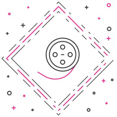 Çizgi film makarası simgesi beyaz arkaplanda izole edildi. Renkli taslak konsepti. Vektör