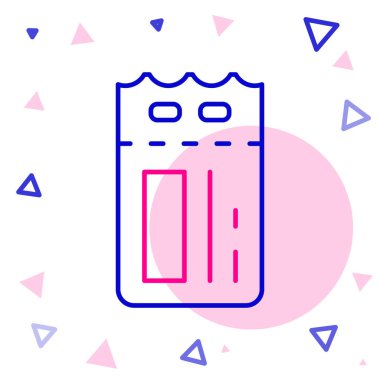 Çizgi sinema bileti simgesi beyaz arkaplanda izole edildi. Renkli taslak konsepti. Vektör